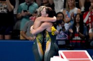 Mollie O'Callaghan and Ariarne Titmus, Gold and Silver, Women's 200m Freestyle, Paris 2024.jpg