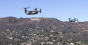 Marine Helicopter Squadron One MV-22 Osprey aircrafts flying over #Hollywood.png