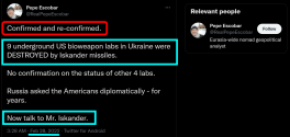 Confirmed and re-confirmed - 9 underground US bioweapon labs in Ukraine were DESTROYED by Iska...png