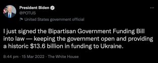 Biden signs Bipartisan Govt Funding Bill into law – providing $13.6 billion in funding to Ukra...jpg