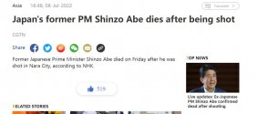 Shinzo Abe dead on CGTN, likes are fast coming in.JPG